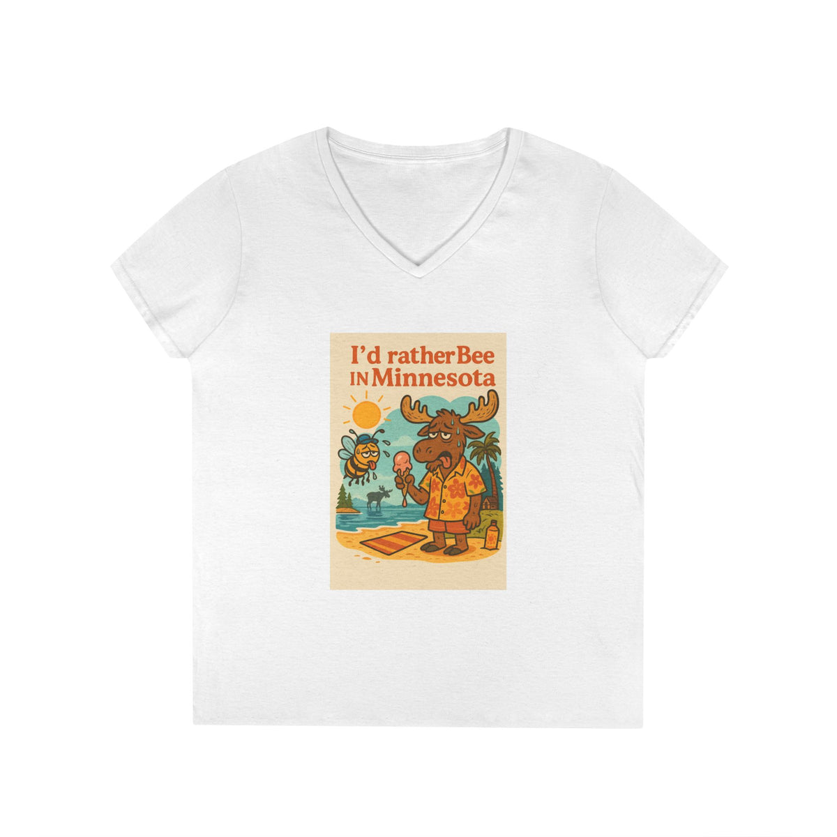 Minnesota Themed Ladies' V-Neck T-Shirt | Funny Vacation Shirt, Gift for Her, Summer Casual Tee, Travel Enthusiast Apparel