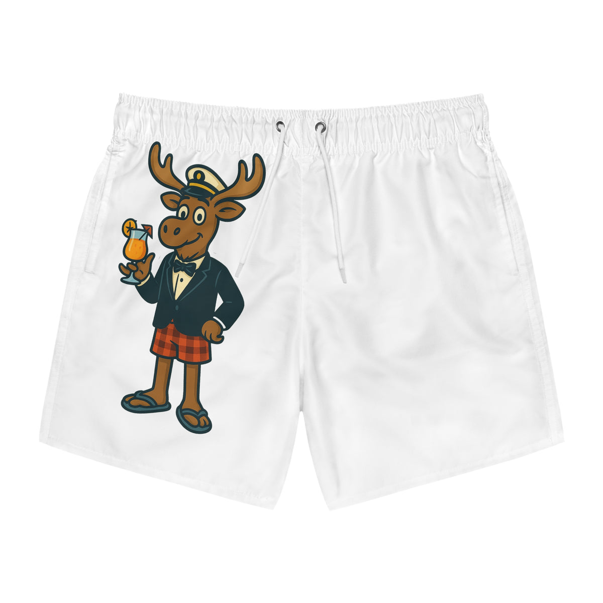 Fun Cartoon Moose Swim Trunks, Summer Beach Shorts, Pool Party Attire, Vacation Swimwear, Outdoor Activities