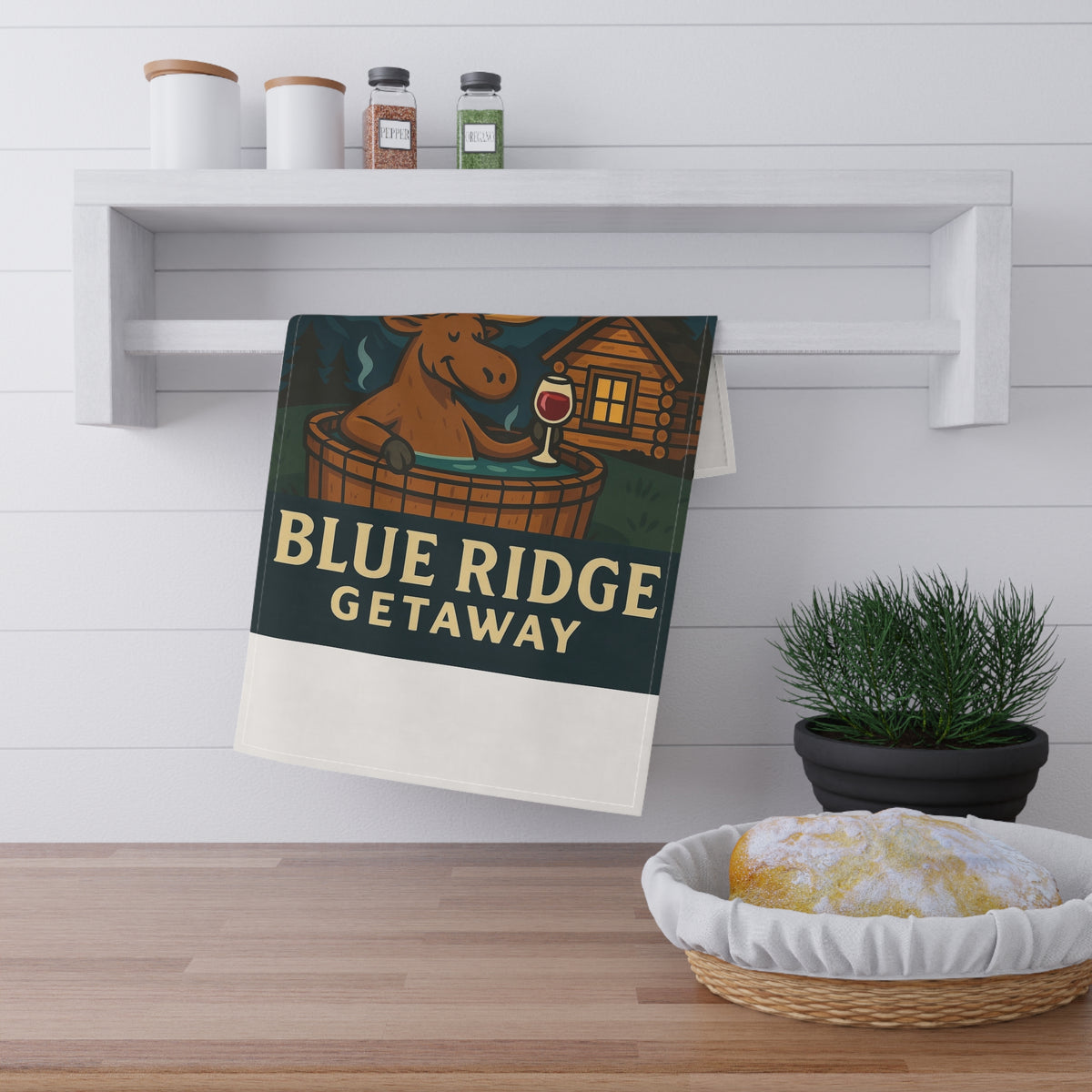 Charming Cotton Tea Towels for Home, Blue Ridge Getaway Design, Rustic Kitchen Decor, Gift for Nature Lovers, Camping Accessories, [...]