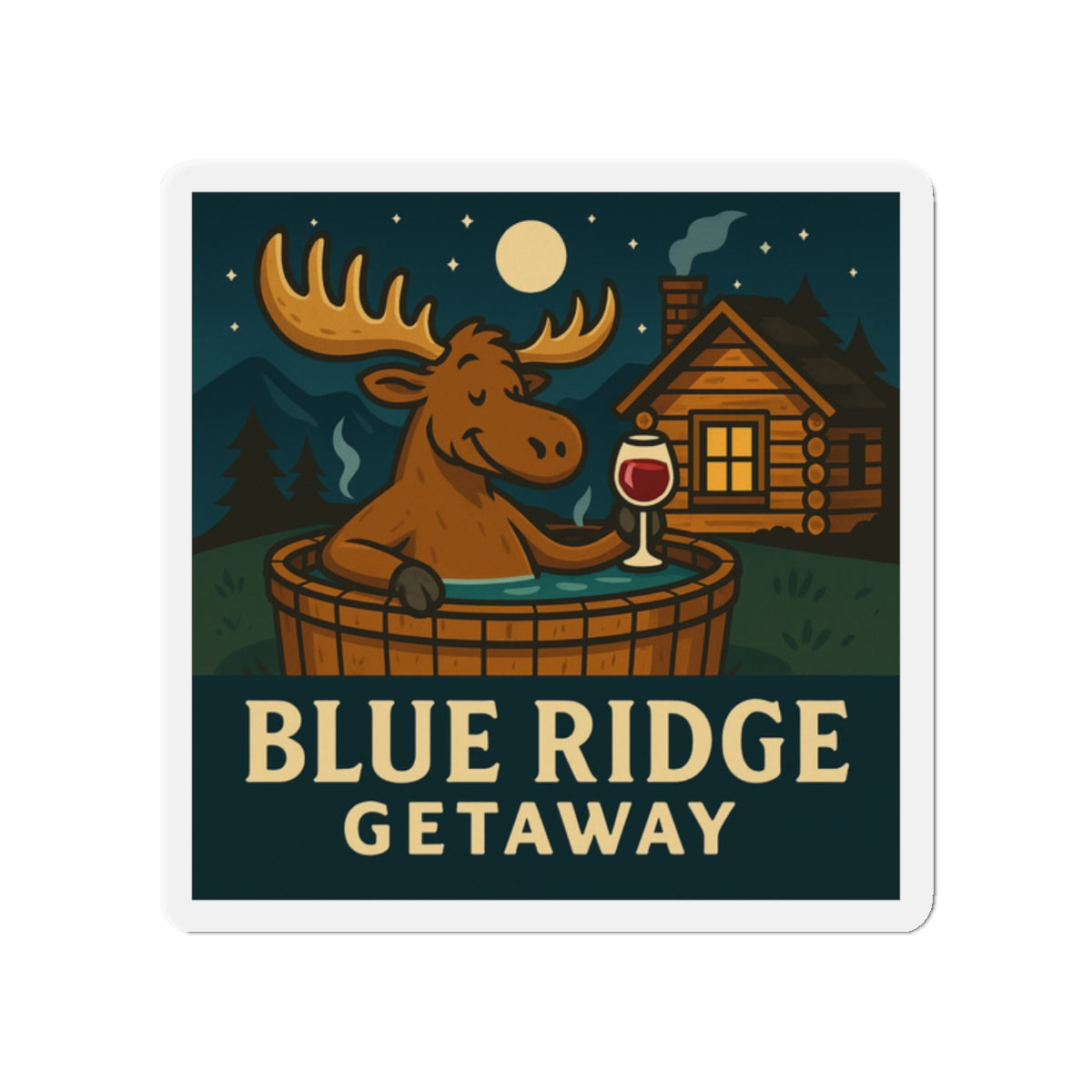 Rustic Lodge Moose Die-Cut Magnet, Nature Decor, Blue Ridge Getaway, Unique Cabin Gift, Outdoor Enthusiast Fridge Magnet, Cabin Wall Art