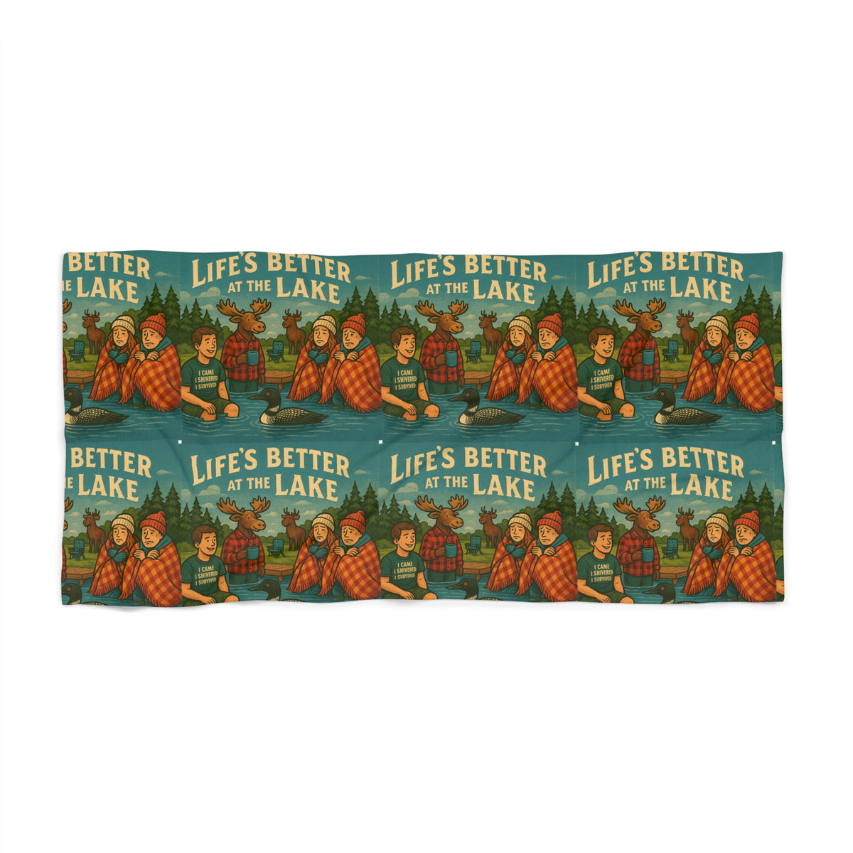 Lake Life Beach Towel, Fun Outdoor Towel, Summer Vibes Towel, Gifts for Nature Lovers, Ideal for Camping and Beach Days