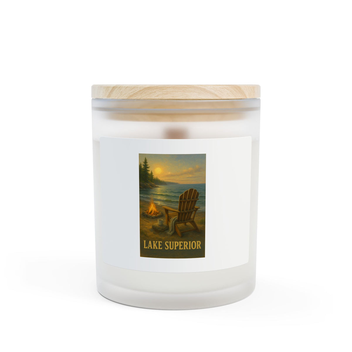 Lake Superior Inspired Candle, 11oz Frosted Glass Candle, Rustic Decor, Home Fragrance, Campfire Scent, Gifts for Nature Lovers