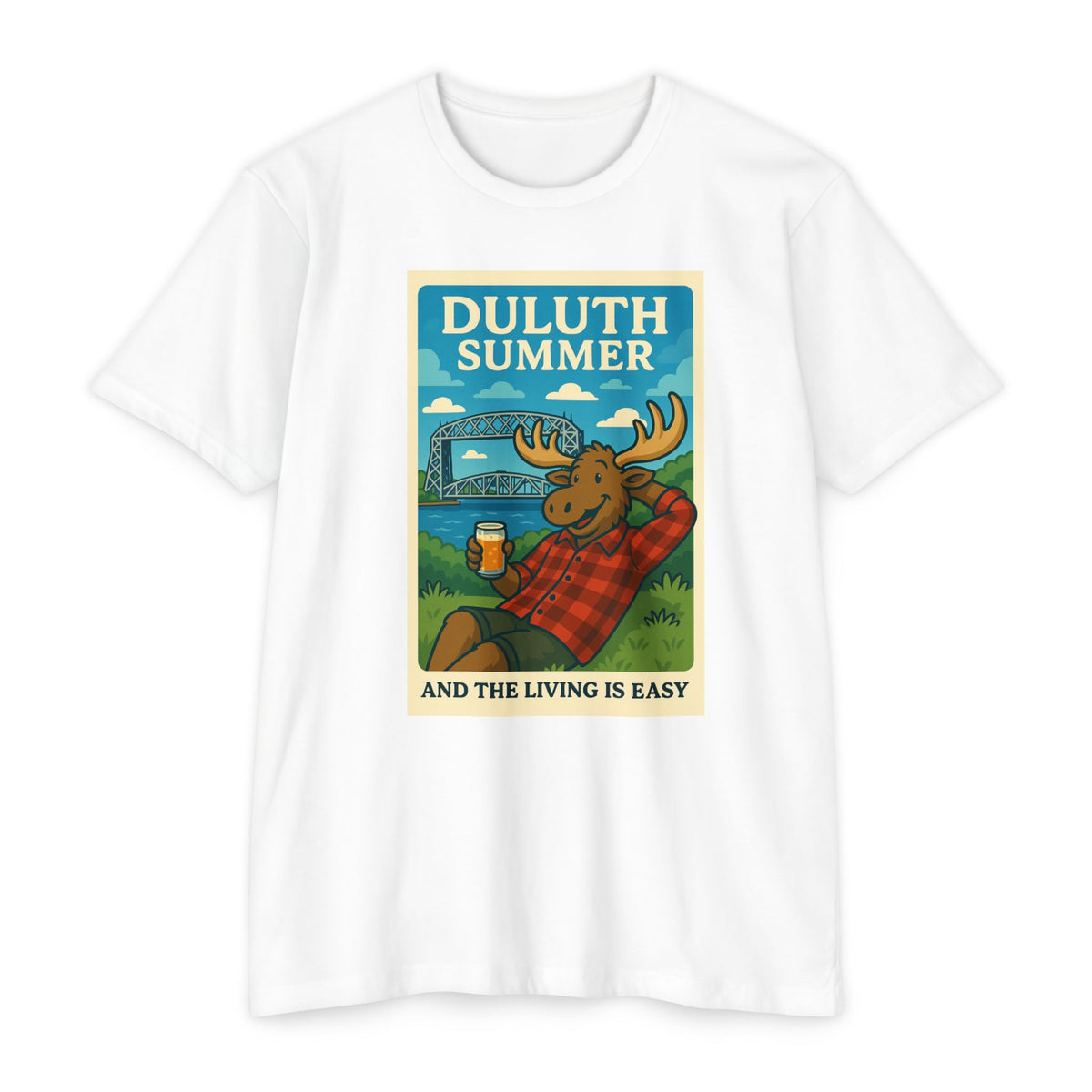 Duluth Summer Moose Unisex T-Shirt, Relaxed Fit Tee, Summer Vibes Shirt, Gift for Outdoors Lovers, Cute Vacation Apparel