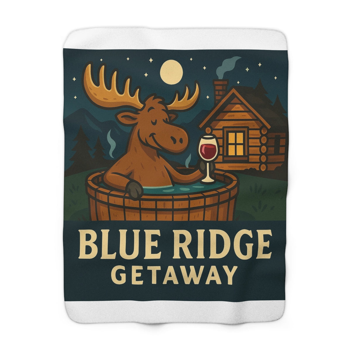 Cozy Sherpa Fleece Blanket for Relaxing Nights, Blue Ridge Getaway Blanket, Perfect for Campers, Nature Lovers, Home Decor, Gift Idea