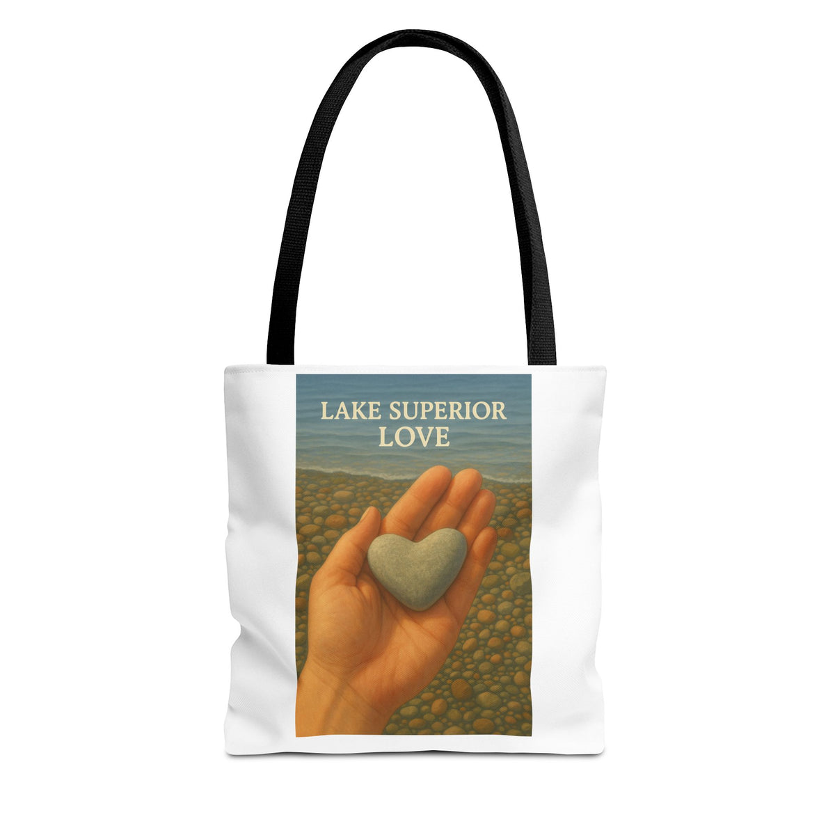 Lake Superior Love Tote Bag | Eco-Friendly Canvas Bag | Nature Lover Gift | Beach Day Essential | Heart Design | Summer Tote