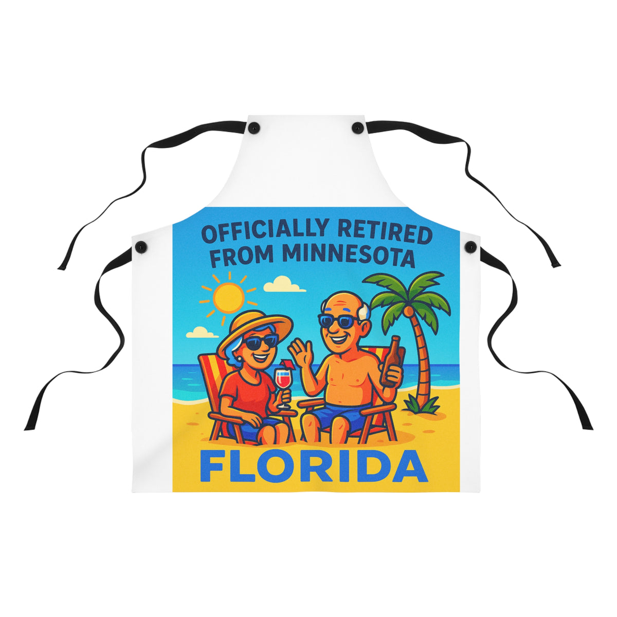 Florida Retirement Apron, Fun Cooking Gift, Chef Apron, Beach Vibes Kitchenware, Retirement Party Favor, Minnesota Memories