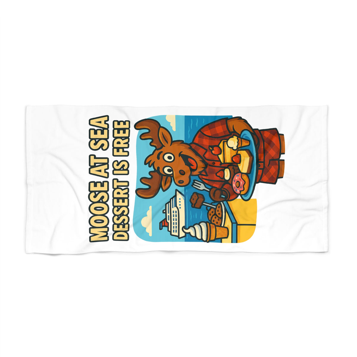 Moose at Sea Beach Towel - Fun Coastal Décor, Summer Essentials, Gift for Beach Lovers, Poolside Accessory, Nautical Theme