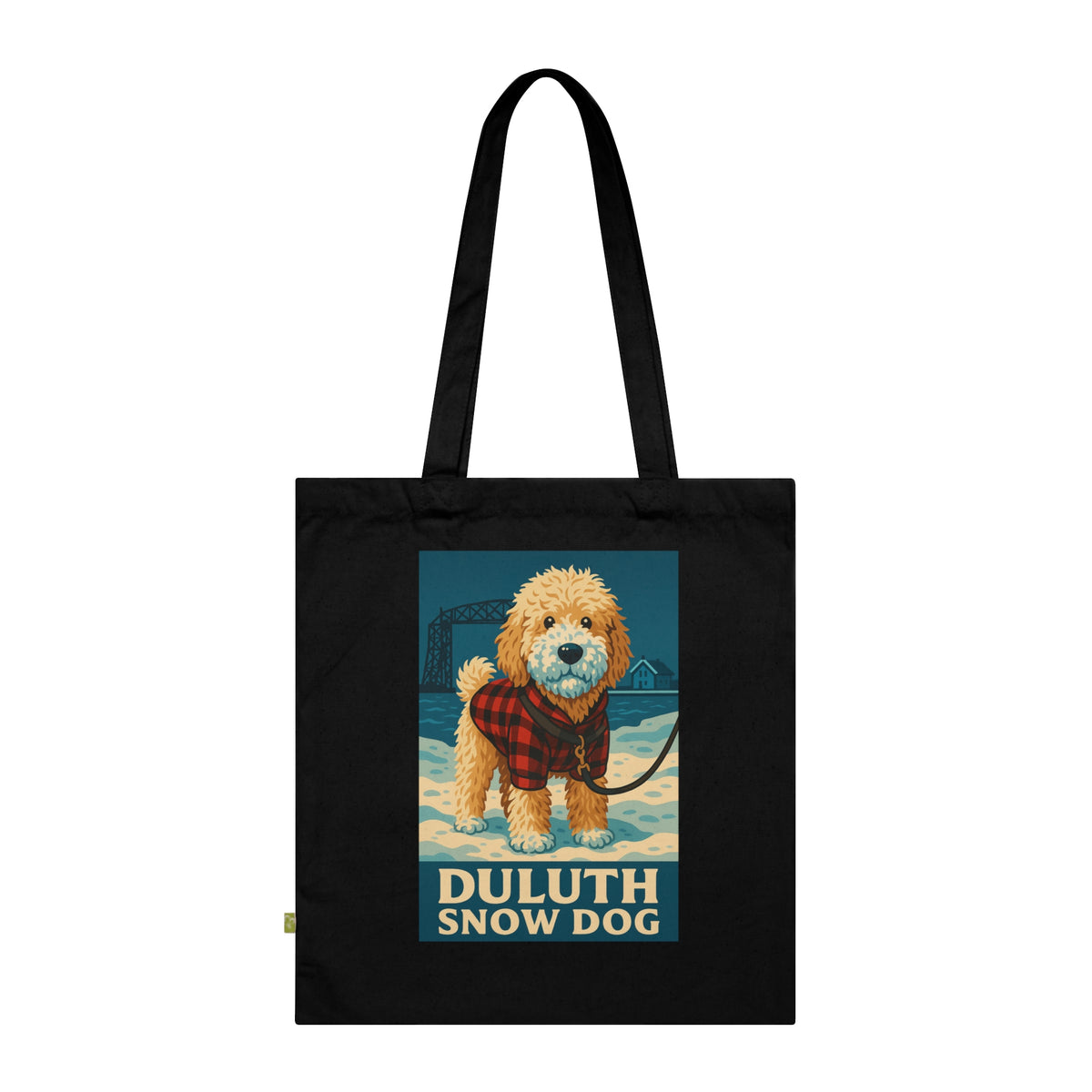 Duluth Snow Dog Tote Bag, Eco-Friendly Shopping Bag, Dog Lover Gift, Reusable Grocery Bag, Fun Dog Design, Organic Cotton